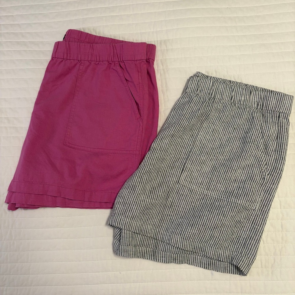 J. Crew Linen Blend Pocketed Elastic Waist Shorts Womens Large